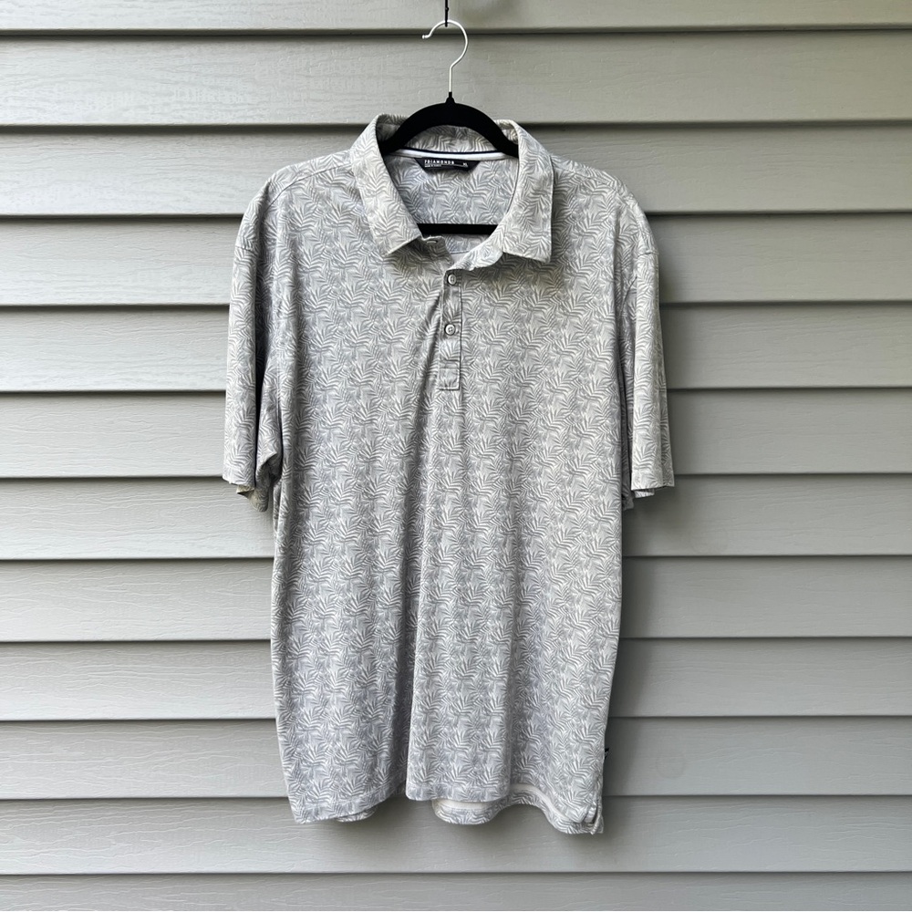 7 Diamonds Light Gray Polo with Geometric Design